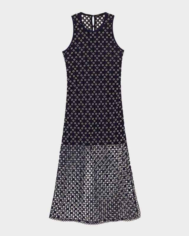 Resille Open-Knit Midi Dress